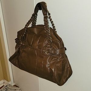 bebe brown leather satchel